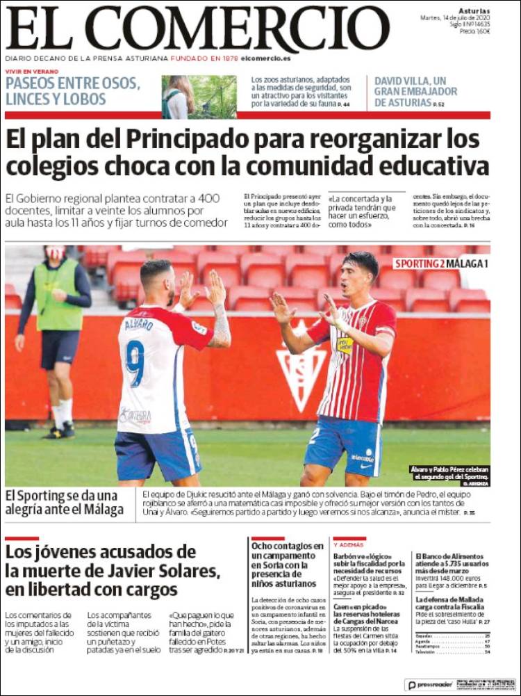 Portada de El Comercio (Espa&ntilde;a)