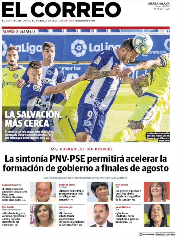 Portada de El Correo - Álava (Espa&ntilde;a)
