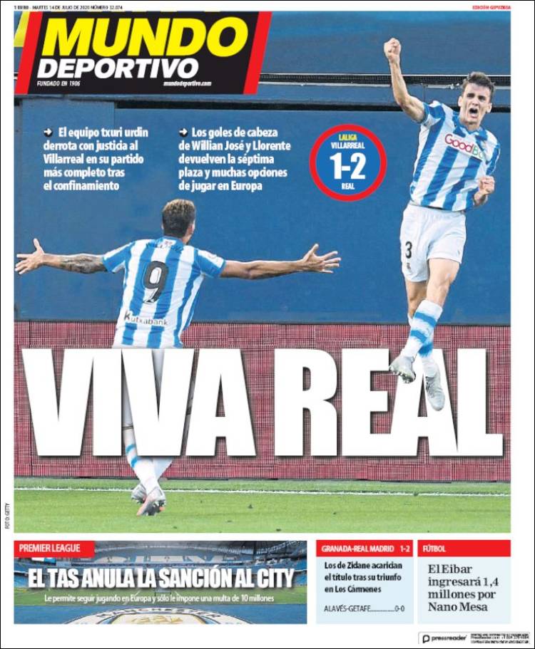 Portada de Mundo Deportivo Gipuzkoa (Espa&ntilde;a)
