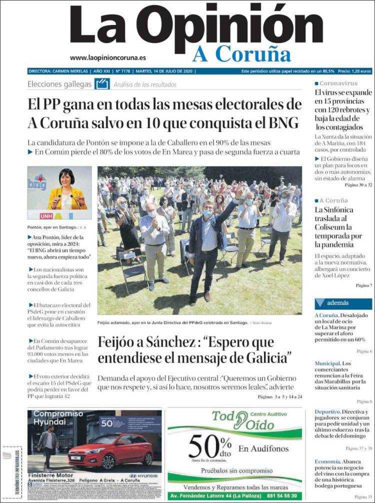 Portada de La Opinión de A Coruña (Espa&ntilde;a)