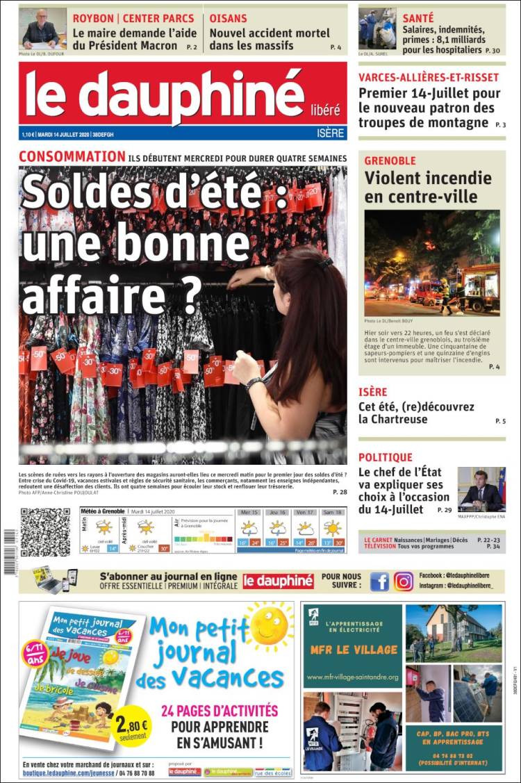 Portada de Le Dauphiné Libéré (Francia)