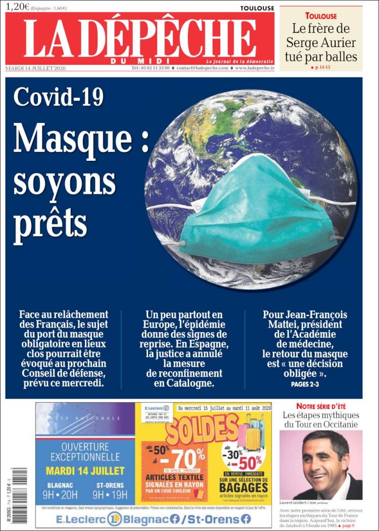 Portada de La Dépêche du Midi (Francia)