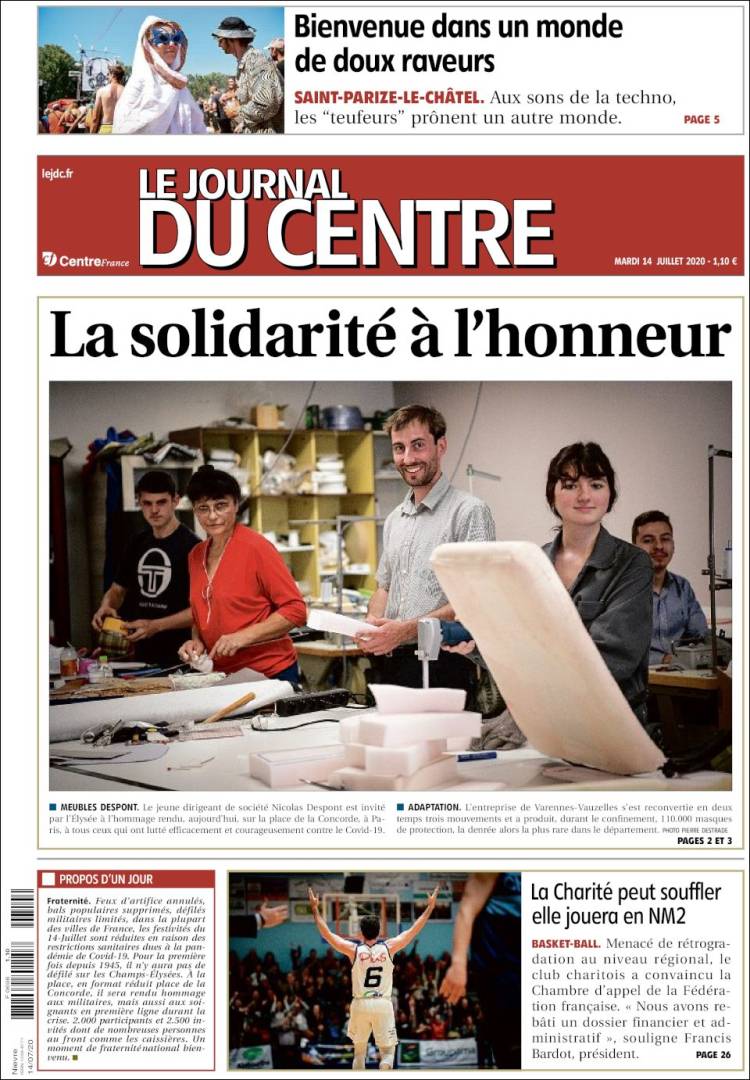Portada de Le Journal du Centre (Francia)