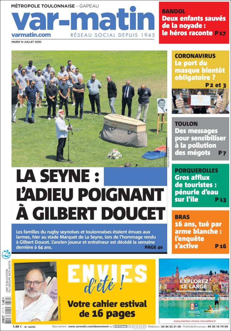 Portada de Nice-Matin (Francia)