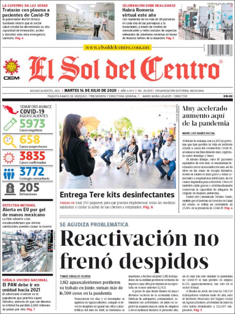 Portada de El Sol del Centro (México)