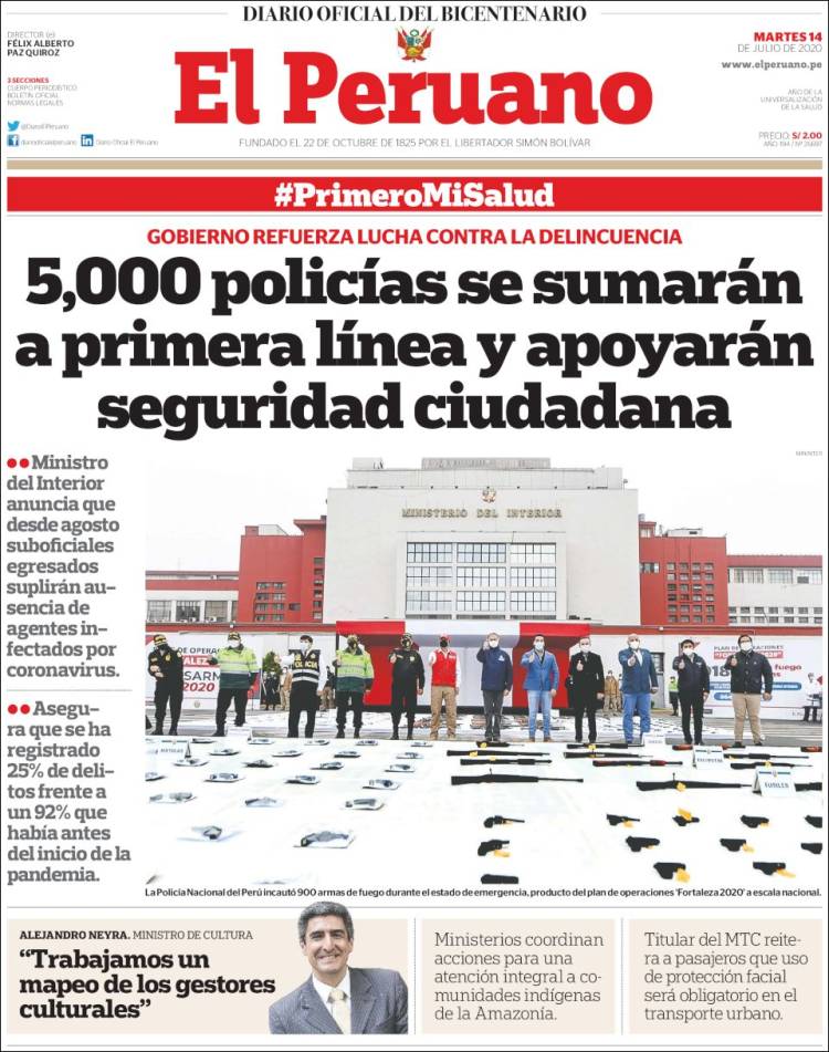 Portada de El Peruano (Per&uacute;)