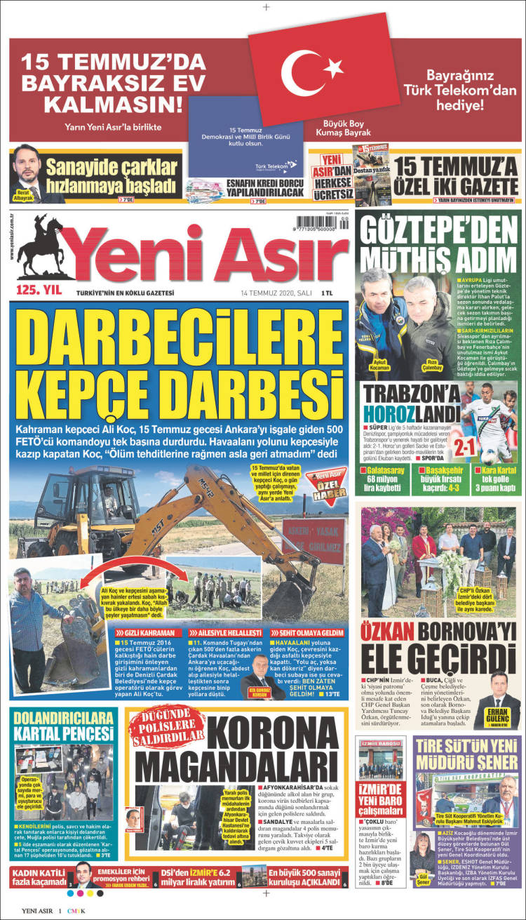 Portada de Yeni Asır (Turqu&iacute;a)