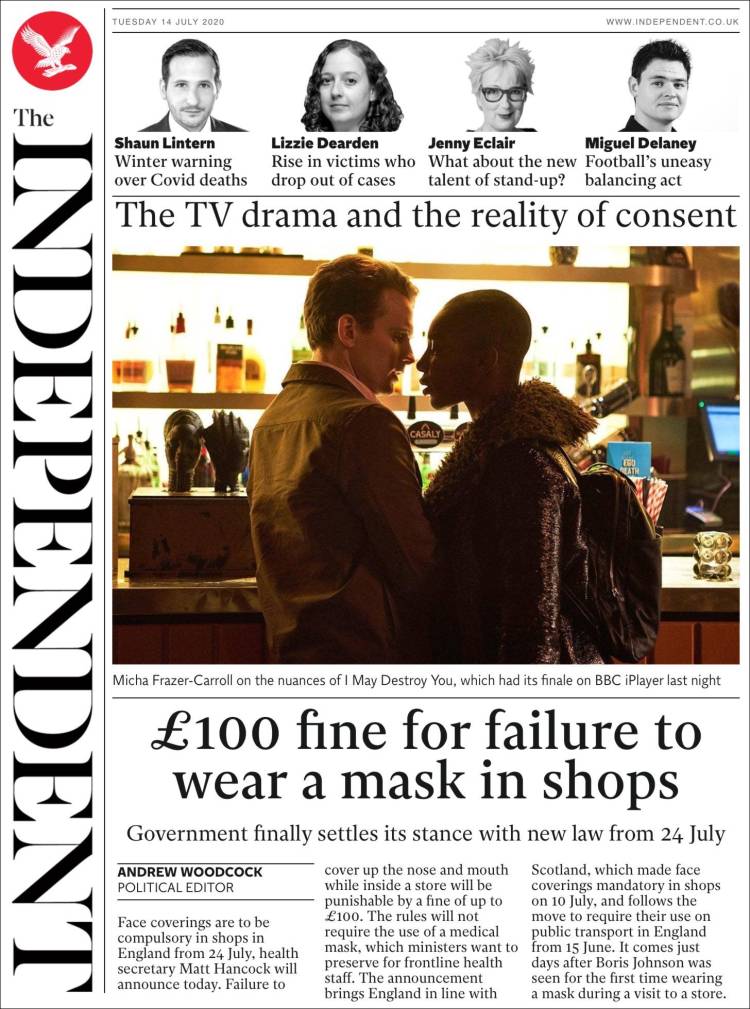 Portada de The Independent (Reino Unido)