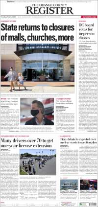 Portada de The Orange County Register (USA)