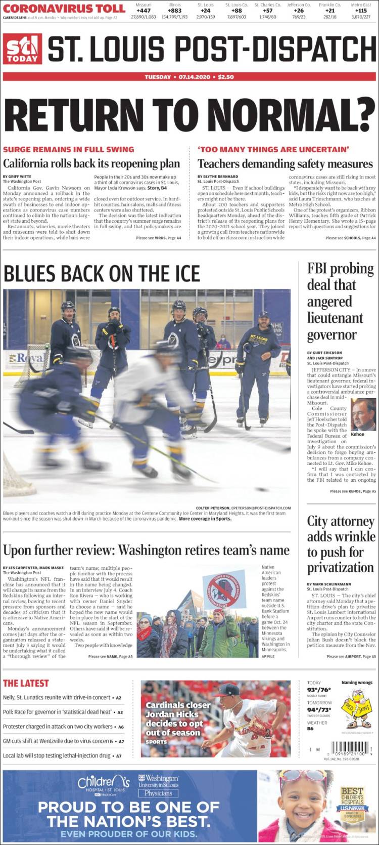 Portada de St. Louis Post-Dispatch (USA)