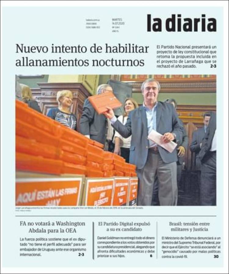 Portada de La Diaria (Uruguay)