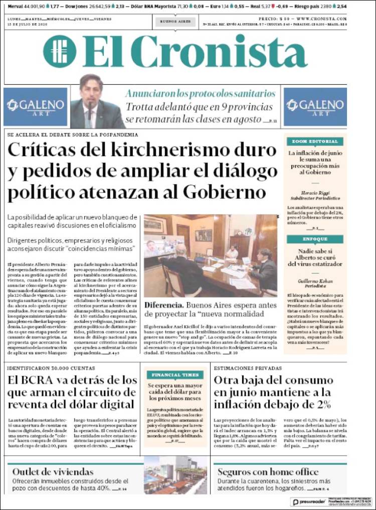 Portada de El Cronista Comercial (Argentina)