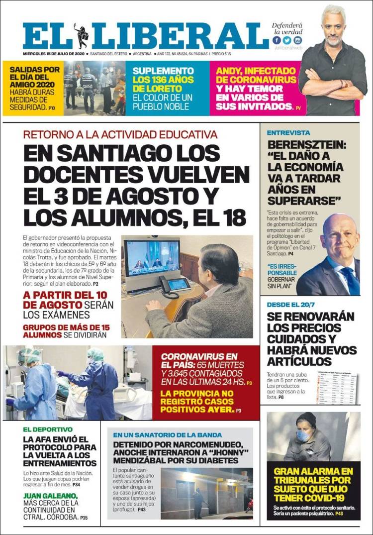 Portada de Diario El Liberal (Argentina)