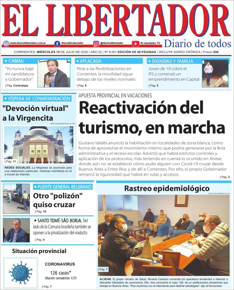 Portada de Diario El Libertador (Argentina)