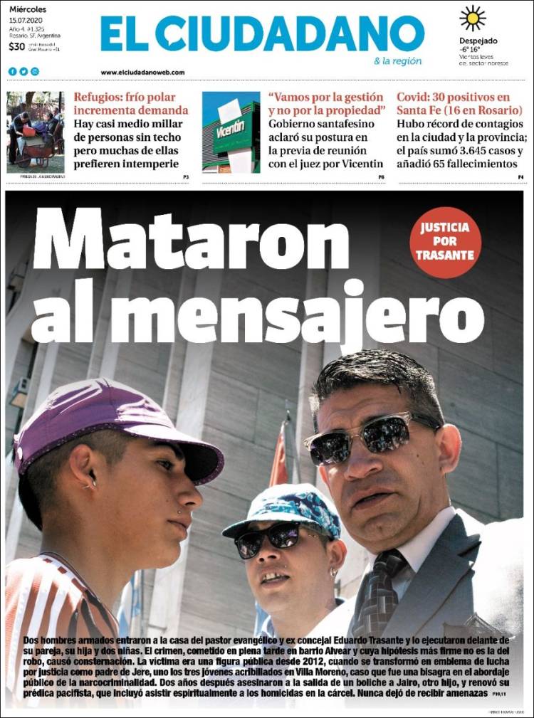 Portada de Diario El Ciudadano (Argentina)