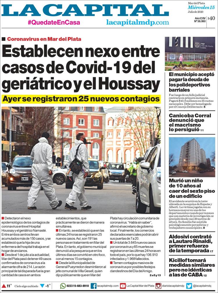 Portada de Diario La Capital - Mar del Plata (Argentina)