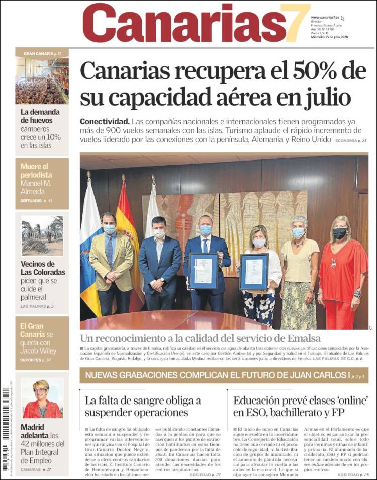 Portada de Canarias 7 (Espa&ntilde;a)