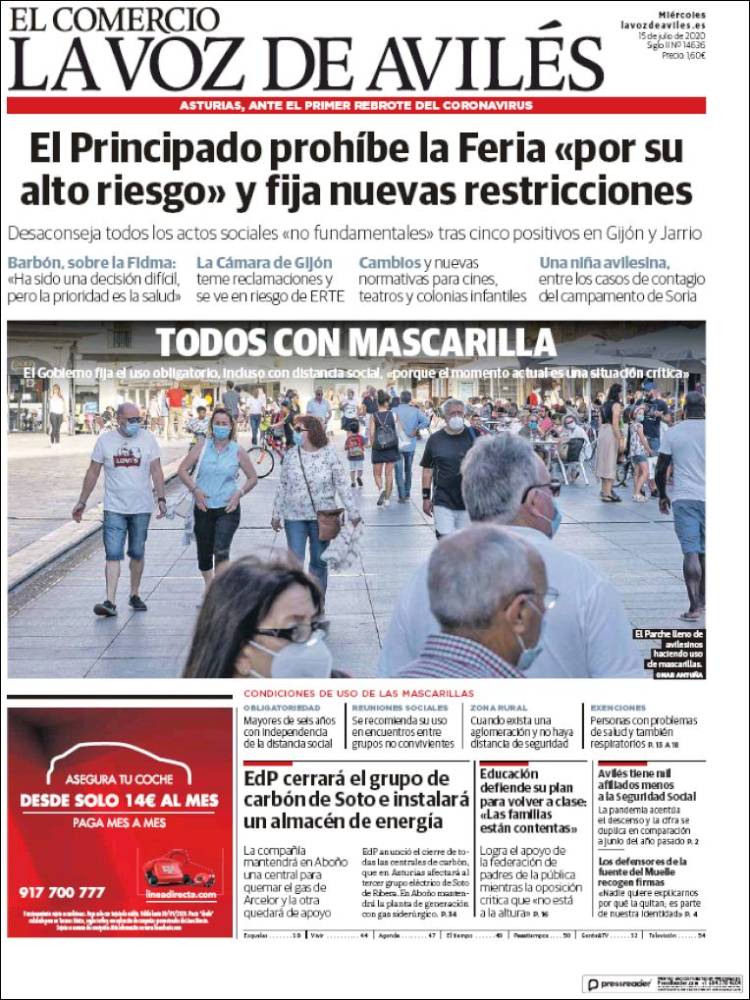Portada de El Comercio - Avilés (Espa&ntilde;a)