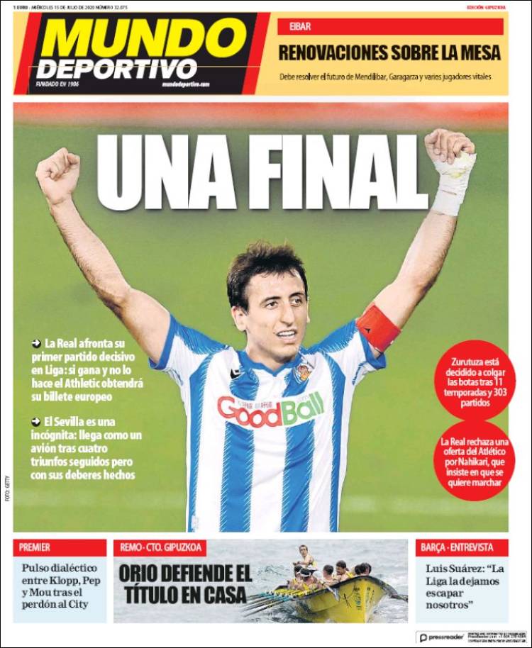 Portada de Mundo Deportivo Gipuzkoa (Espa&ntilde;a)
