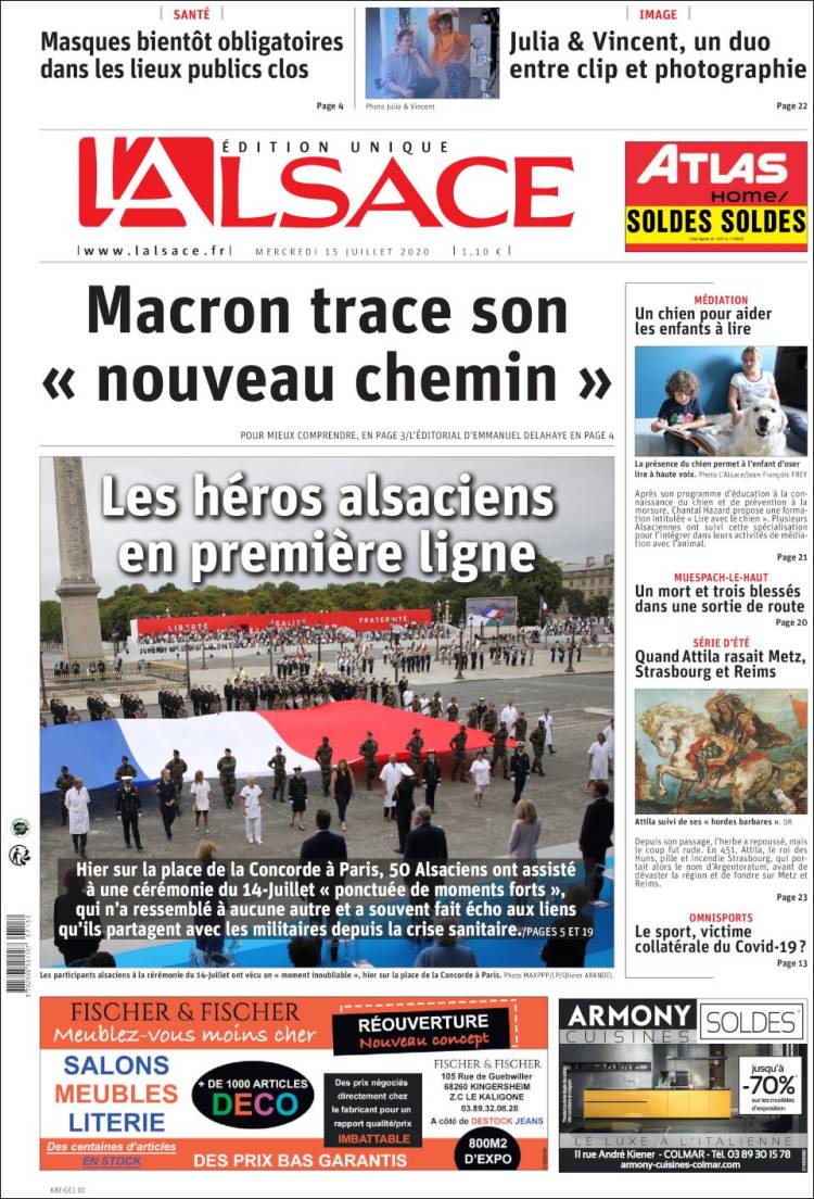 Portada de Journal L'Alsace (Francia)
