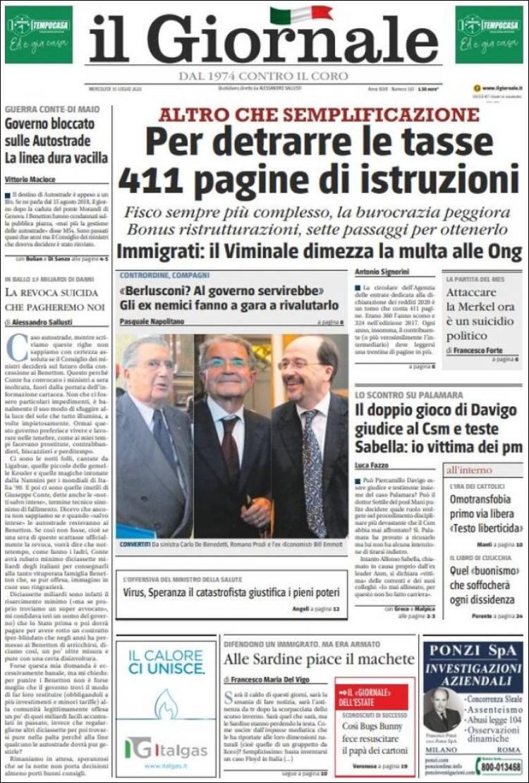 Portada de il Giornale (Italia)