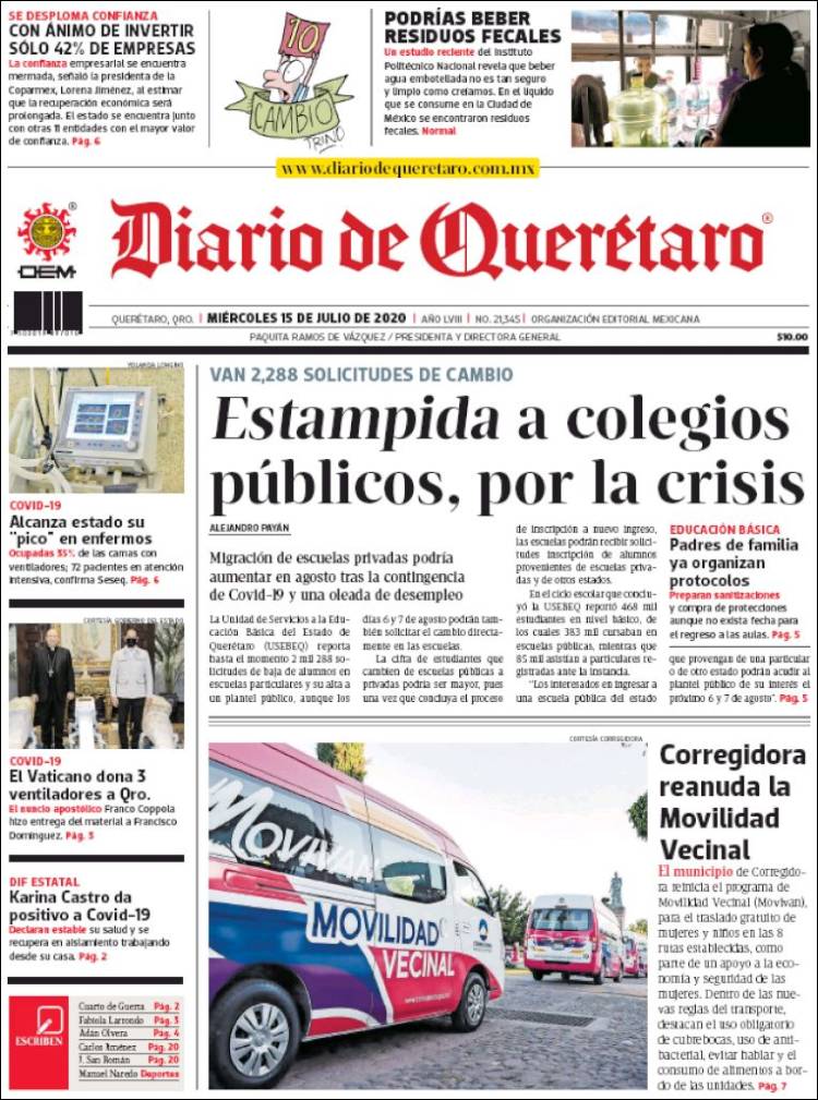 Portada de Diario de Querétaro (M&eacute;xico)