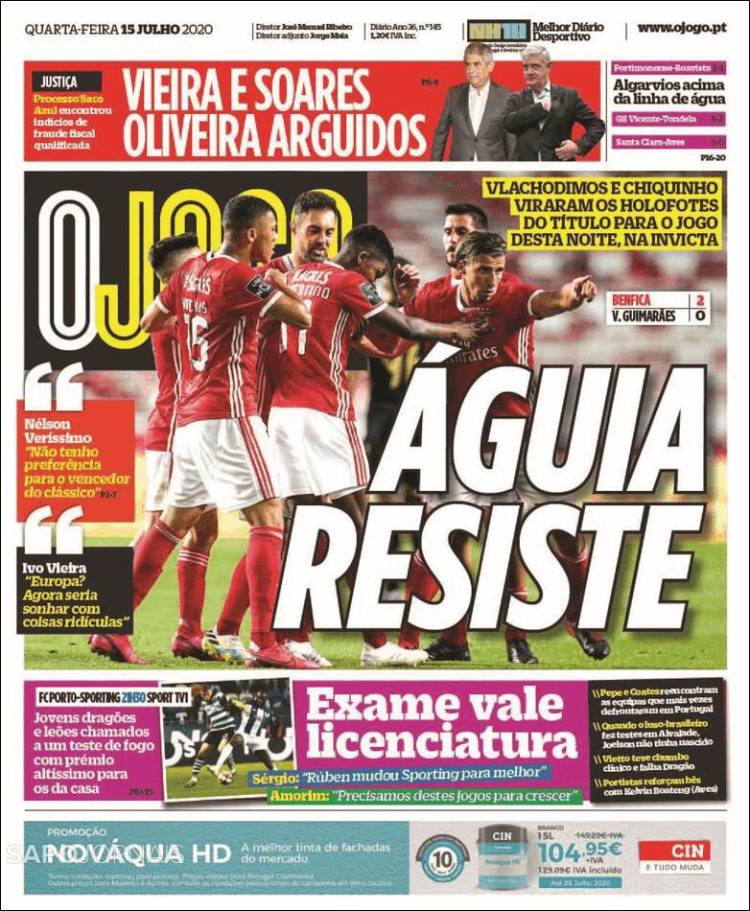 Portada de O Jogo (Portugal)