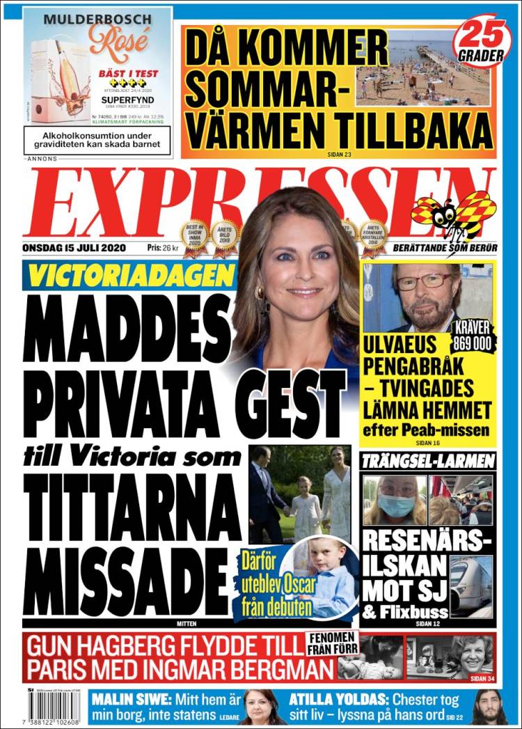 Portada de Expressen (Suecia)