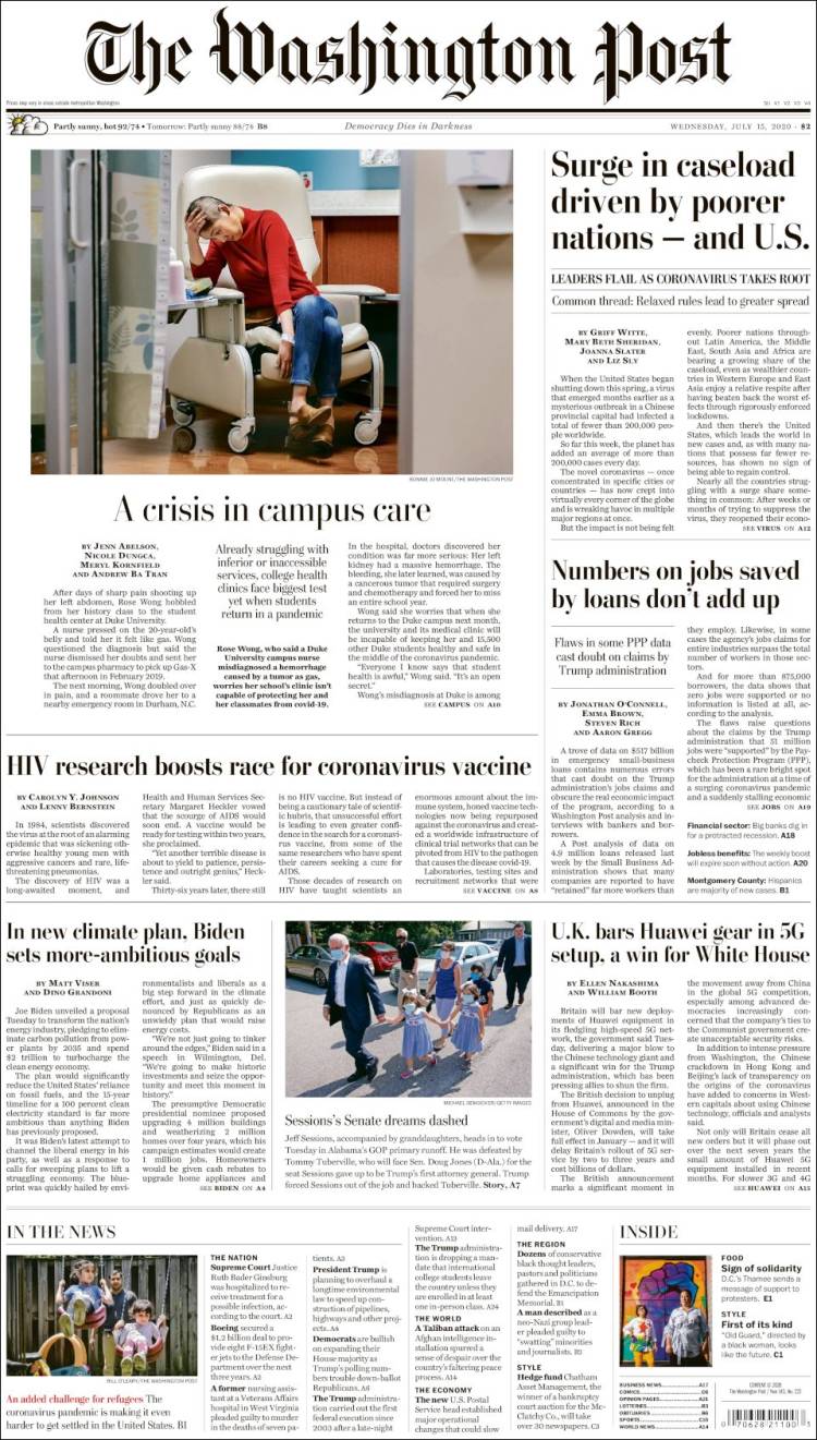 Portada de The Washington Post (USA)