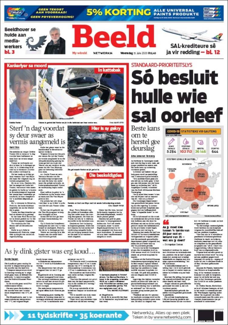 Portada de Beeld (Sud&aacute;frica)