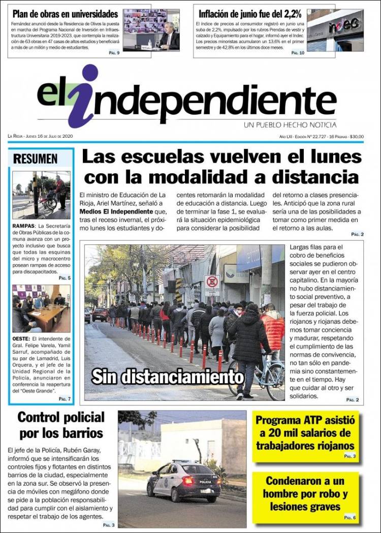 Portada de El Independiente (Argentina)