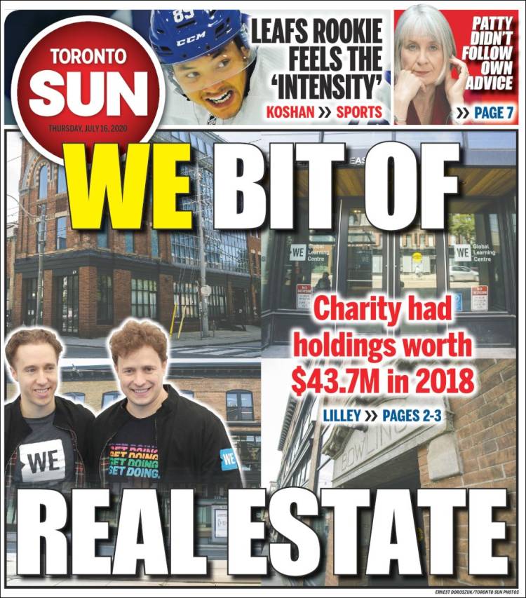 Portada de The Toronto Sun (Canadá)