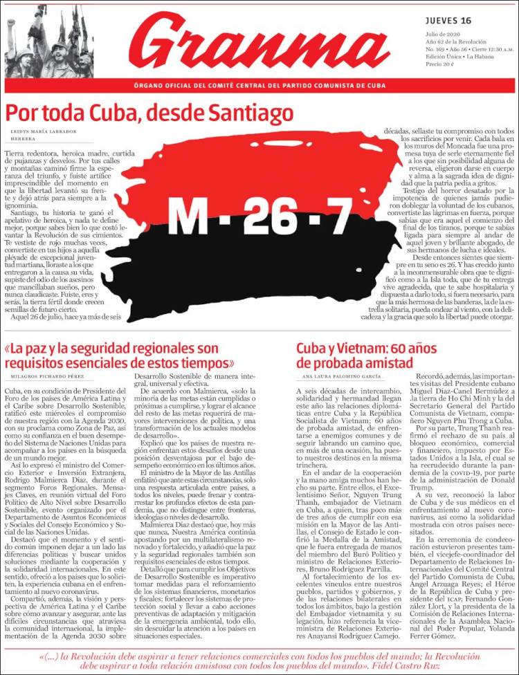 Portada de Granma (Cuba)