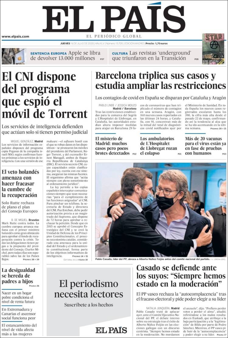 Portada de El País (Espa&ntilde;a)