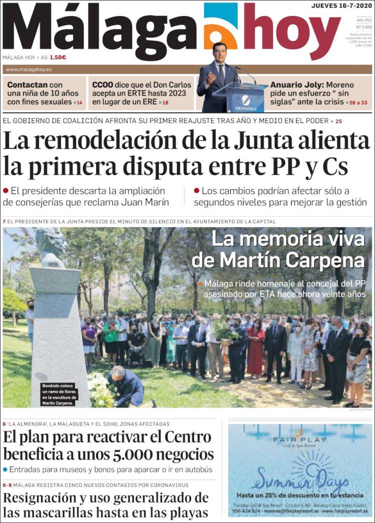 Portada de Málaga Hoy (Espa&ntilde;a)