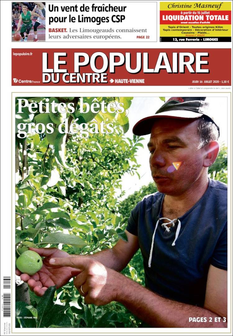 Portada de Le Populaire du Centre (Francia)