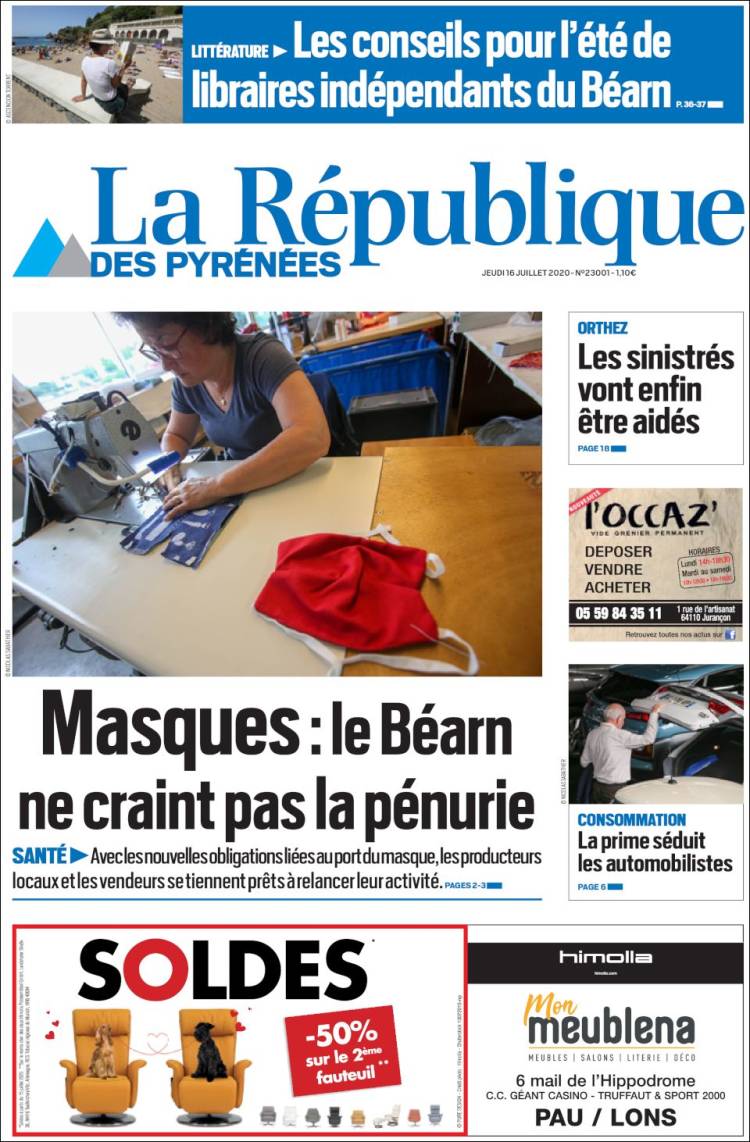 Portada de La République des Pyrénées (Francia)