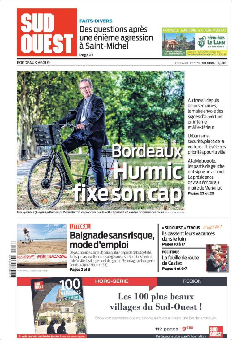 Portada de Sud Ouest (Francia)