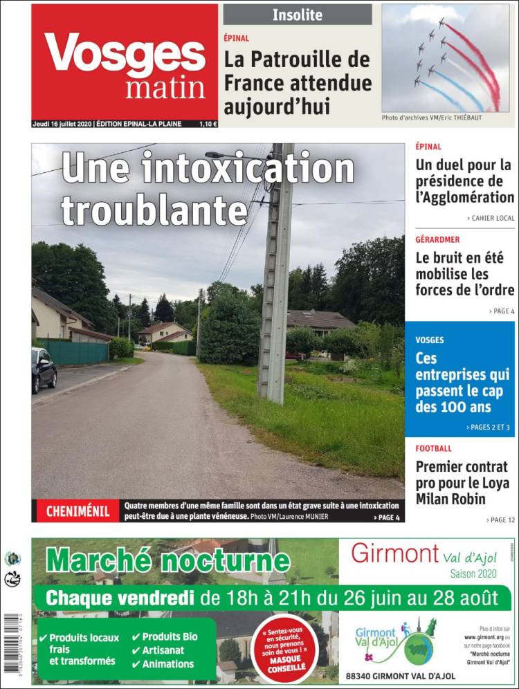 Portada de Vosges Matin (Francia)