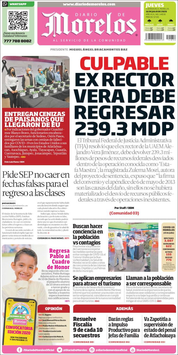 Portada de Diario de Morelos (México)