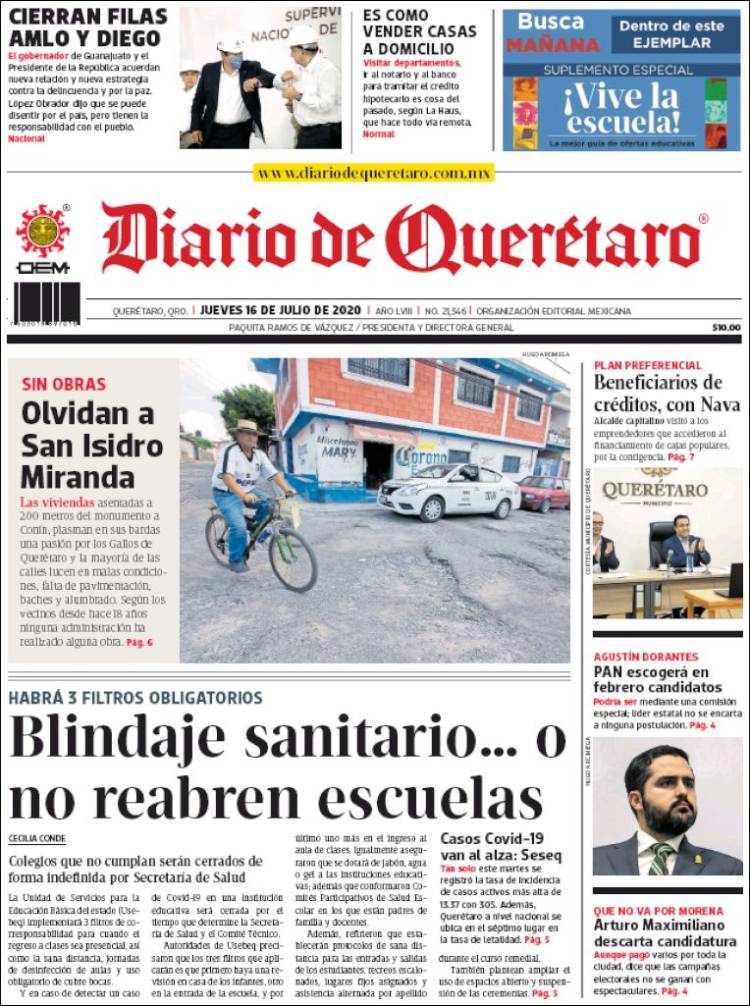 Portada de Diario de Querétaro (M&eacute;xico)