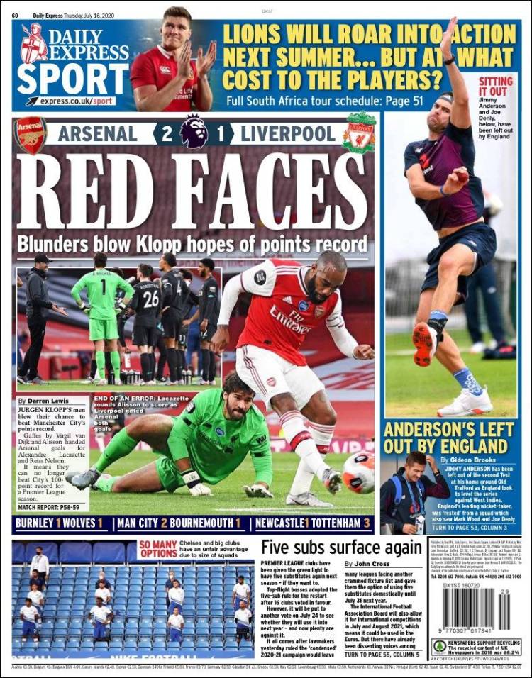 Portada de Express Sport (Reino Unido)