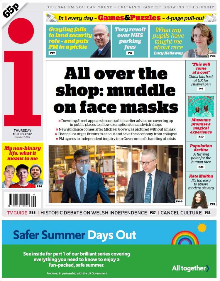 Portada de The i (Reino Unido)