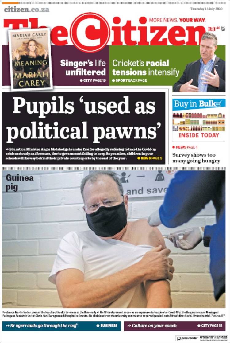 Portada de The Citizen (Sud&aacute;frica)