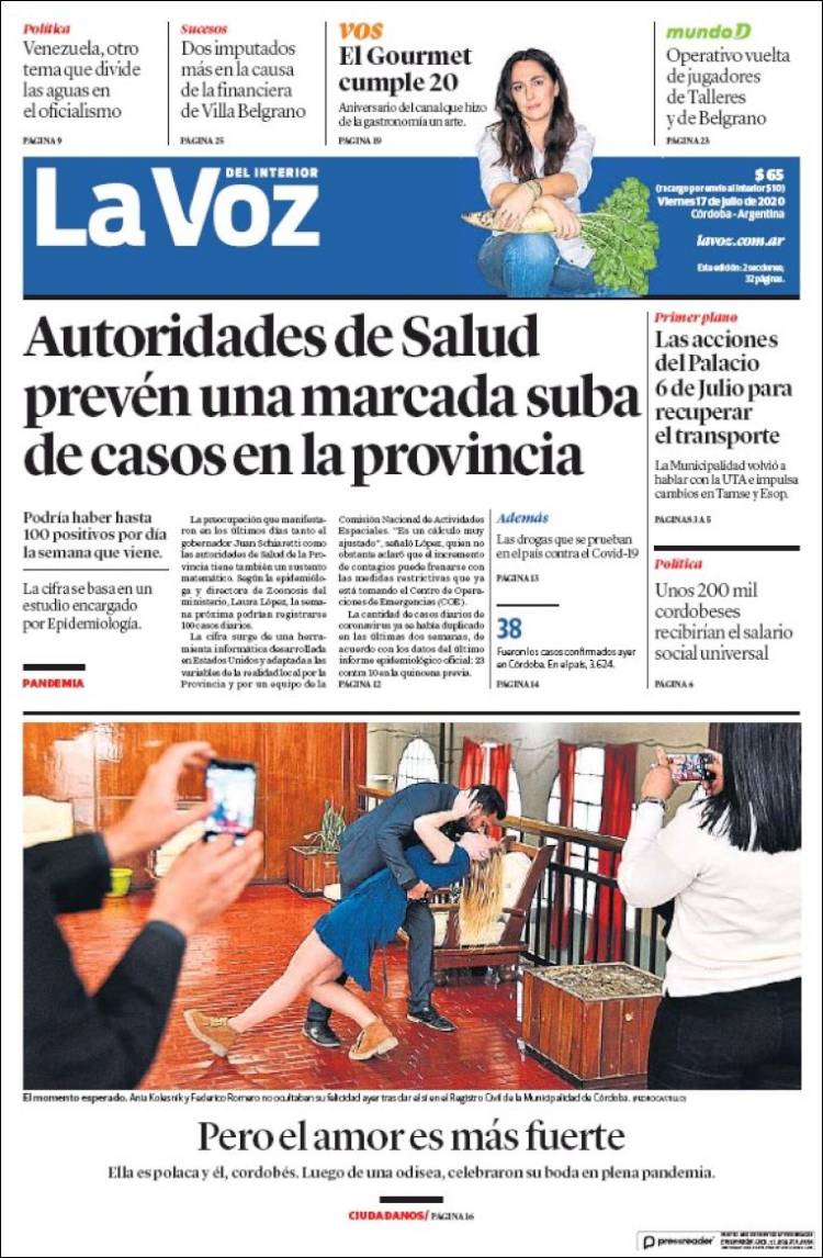 Portada de La Voz del Interior (Argentina)