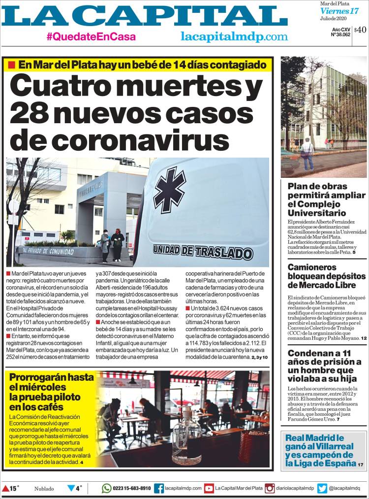 Portada de Diario La Capital - Mar del Plata (Argentina)