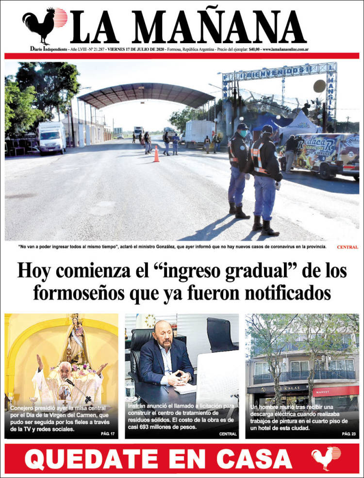 Portada de Diario La Mañana (Argentina)