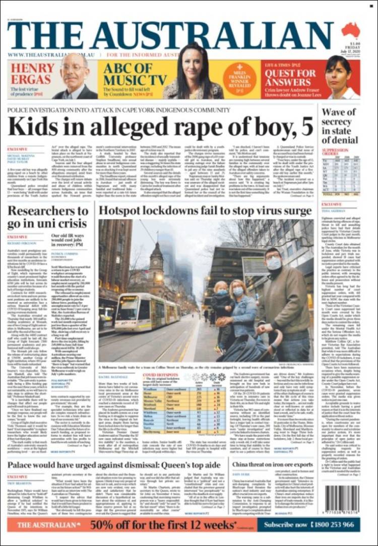 Portada de The Australian (Australia)