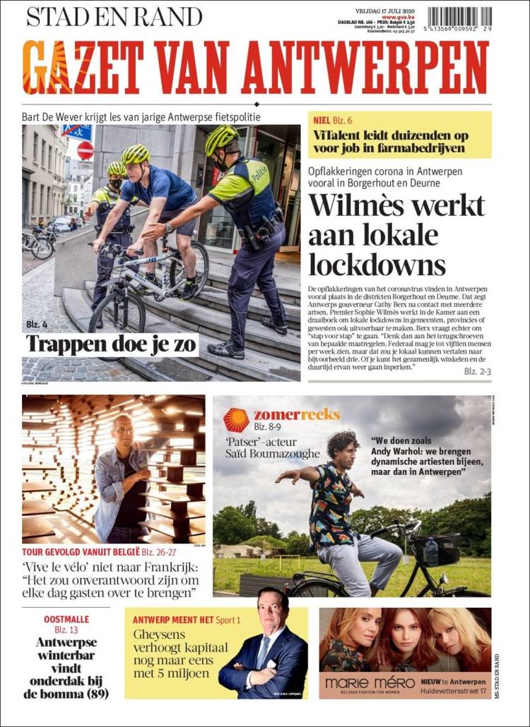 Portada de Gazet van Antwerpen (B&eacute;lgica)
