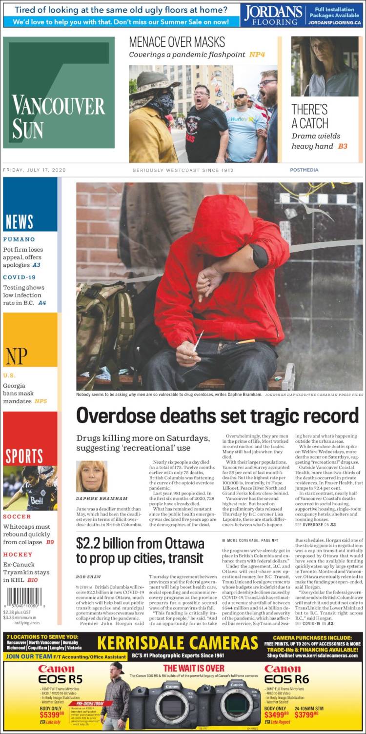 Portada de The Vancouver Sun (Canada)